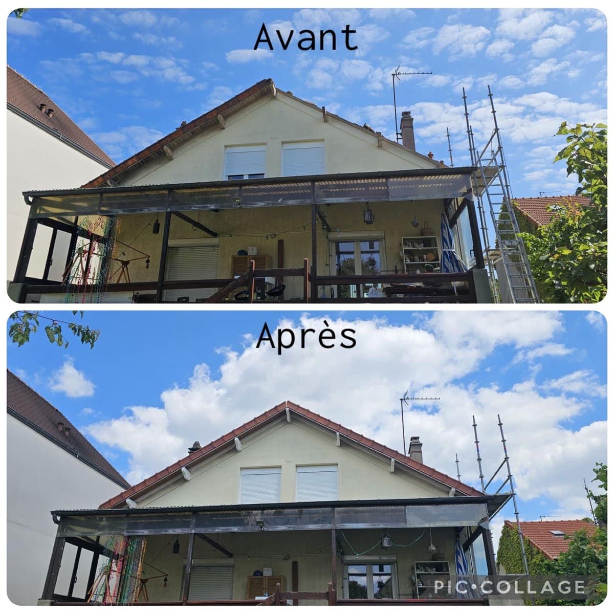 Pavillon 93 avant et après rénovation complète de la toiture par Couverture Schneider